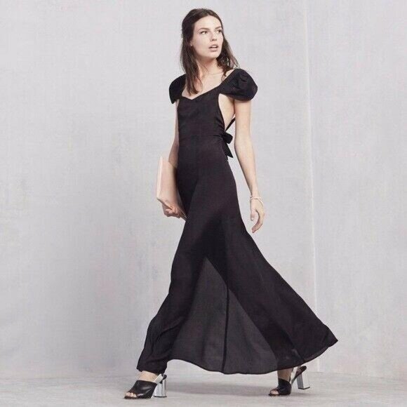 Reformation Barrymore Black Bridesmaid Formal Maxi